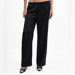 Mango satin elastic black pants small